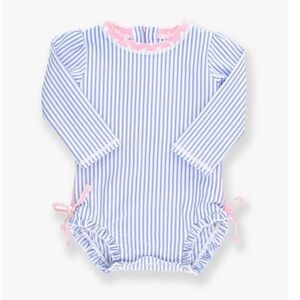 Seersucker Long Sleeve Rash Guard One Piece  2 T